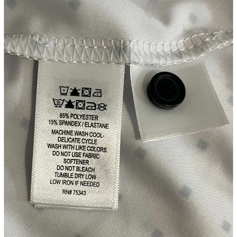 Rorie Whelan Golf Polo Shirt XXL White/Blk Diamond Dot Soft Stretch Lightweight - Picture 5 of 5